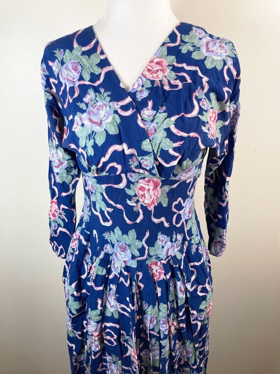 Gorgeous c. 1980s does 1940s 1950s navy blue, pin… - image 4