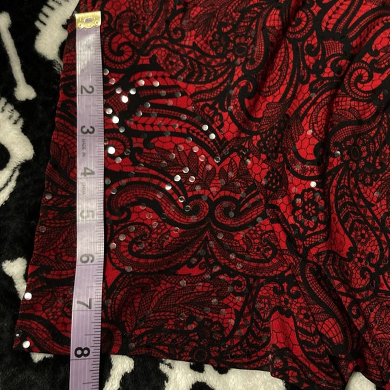 Gorgeous dark red black floral lace paisley print… - image 9