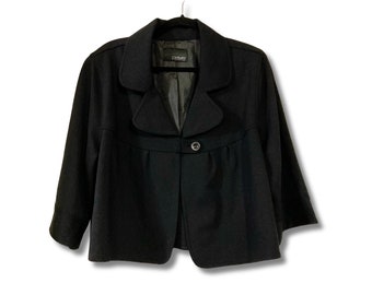 Black flared trapeze plus size blazer ~ Chic 1990s 2000s Y2K does 1950s 1960s corporate goth jacket ~ Work office lightweight coat XL 2X XXL