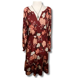 peach and burgundy dress Peach Chiffon Scoop Neck Cabernet Bowknot Wedding Guest Evening Dress