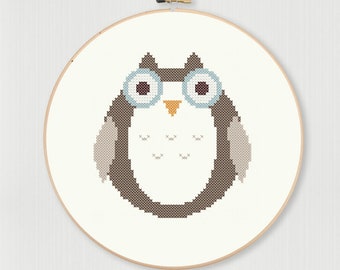 Cross stitch letter O Owl pattern, instant digital download