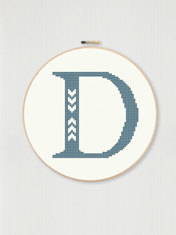 Cross Stitch Letter D Pattern With Chevron Accent, Instant Digital Download  - Etsy