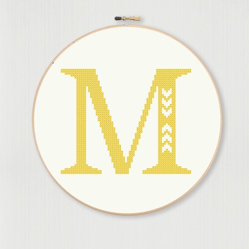 Cross Stitch Letter M Pattern With Chevron Detail Instant Etsy Norway