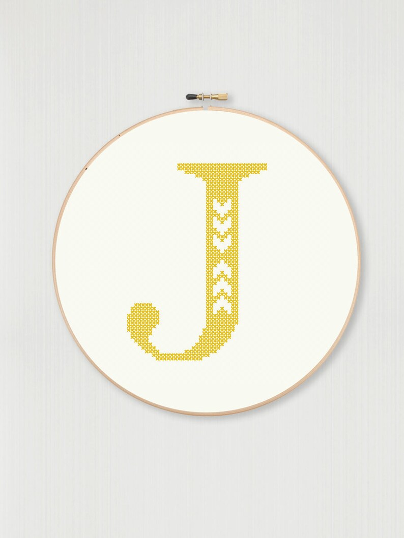 Cross Stitch Letter J Pattern With Chevron Detail Instant Etsy UK