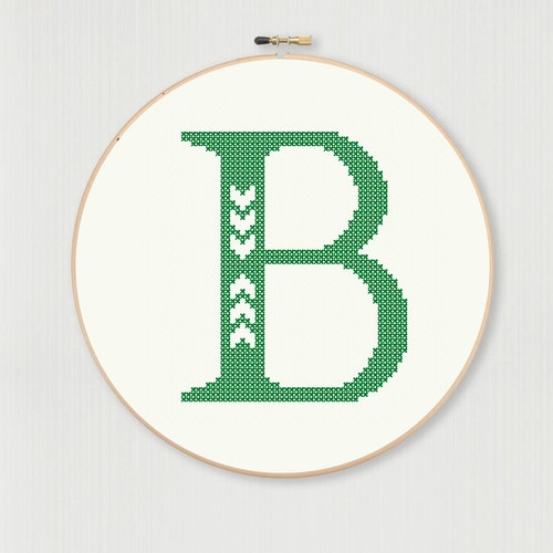 Cross Stitch Letter K Pattern With Chevron Detail Instant Etsy