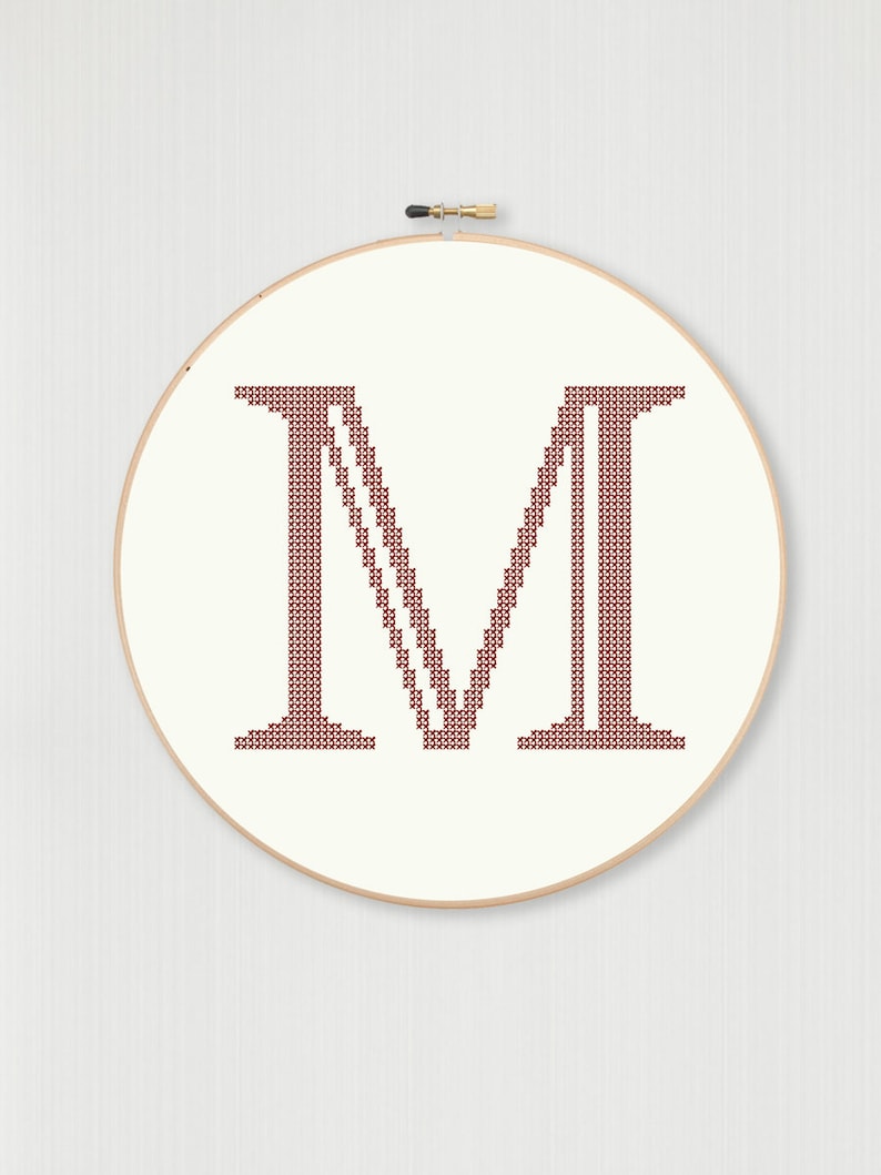 Cross Stitch Letter M Pattern Castellar Font Instant Digital Etsy