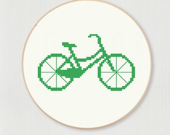 Vintage bicycle cross stitch pattern, instant digital download