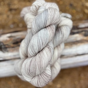 Driftwood - Hand dyed light gray and beige tonal wool yarn - DK, Worsted, Bulky merino, Cashmere, Sock, Mohair Lace, Yak  Silk Bases.