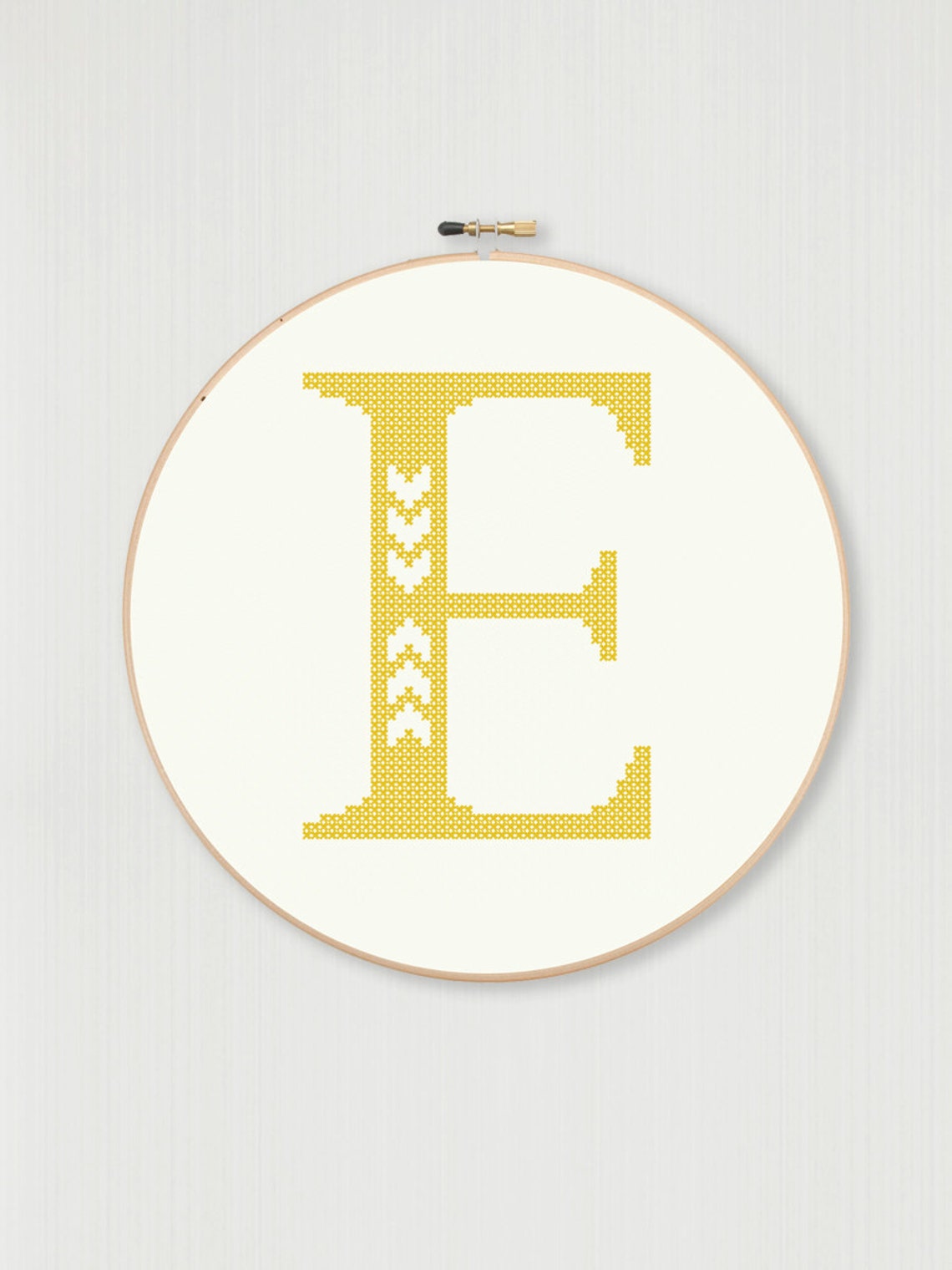 Cross Stitch Letter E Pattern With Chevron Accent Instant Etsy Norway