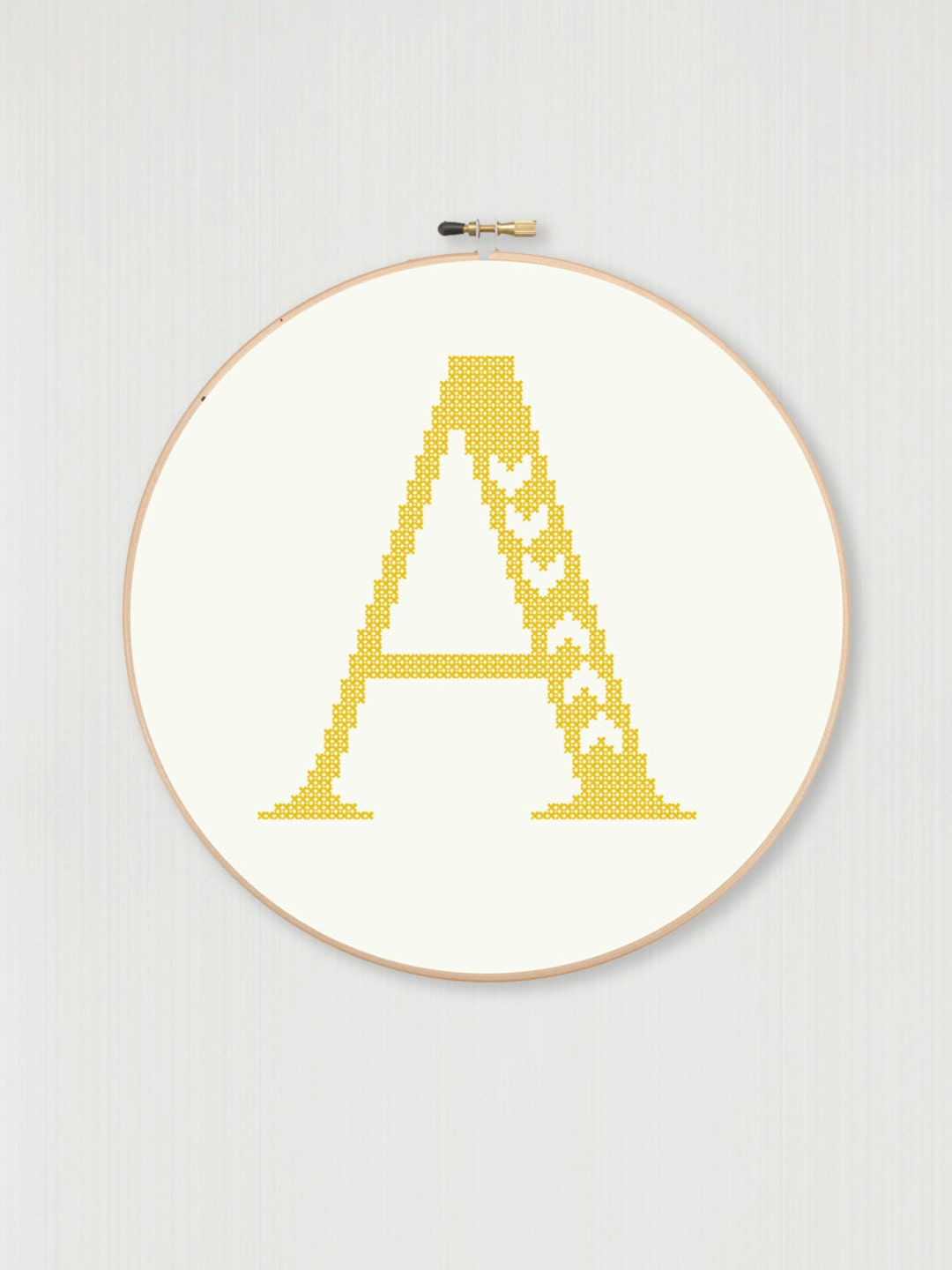 Cross Stitch Letter A Pattern With Chevron Accent, Instant Digital