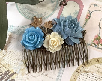 Decorative Comb-Something Blue-Floral-Hair Comb