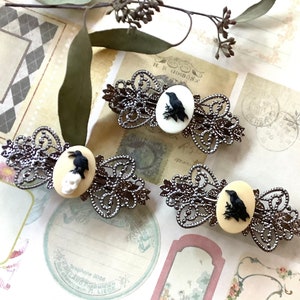 Hair Clip-Medium Size-Black Crow-Gun Metal Barrette-Barrette-Hair Accessory-Raven-Black-Gothic