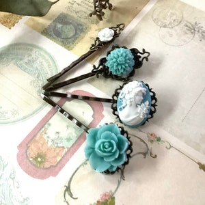 Hair Clips-Wedding-Cameo-Something Blue-Hair Accessories