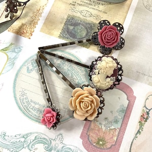 Haarclips-Cameo-mauve bloemen-haaraccessoires-cadeau