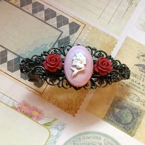 Hair Clip-Pink-White Mermaid-Roses-Barrette-Mermaid Lover-Long Hair