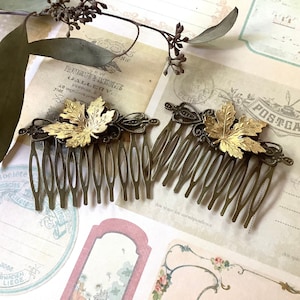 Brass-Oak Leaf-Hair Combs-Decorative Combs-Hair Accessories
