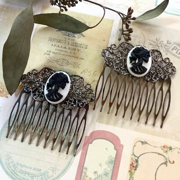 Hair Combs-She Skulls-Gunmetal Combs-Hair Accessory-Gothic-Gift