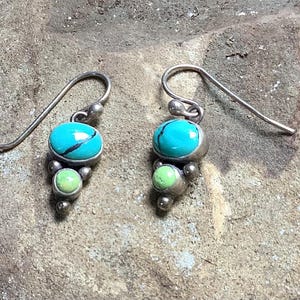 Turquoise Dangle Earrings: Silver Jewelry with Light Green Stone