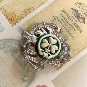 Irish Clip-Celtic-Silver-Alligator Hair Clip-Shamrock