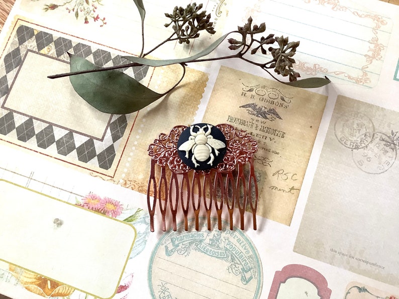 Hair Accessory-Bee Lover-Wedding-Hair Comb-Rose Gold-Bee Comb image 2