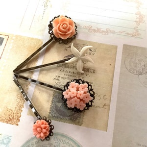 Accesorios para el cabello-Clips de flores-Melocotón-Estrella de mar marfil-Clips para el cabello