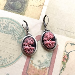 Pink Flamingo And Palm Tree Earrings