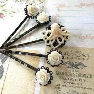 Hair Accessory-Ivory-Octopus-Beach-Hair Clips-Wedding