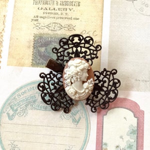 Hair Clip- Victorian-Brown-Cameo Clip-Hair Accessory-Wedding