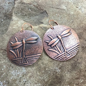 Earrings-Copper Plated-Dragon Fly Earrings-Dangles-gift