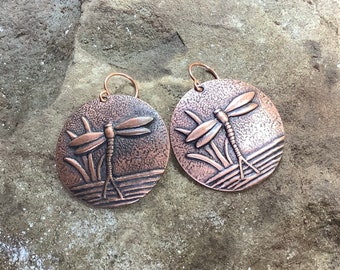 Earrings-Copper Plated-Dragon Fly Earrings-Dangles-gift