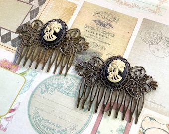 She Skull Brass Decorative Hair Combs