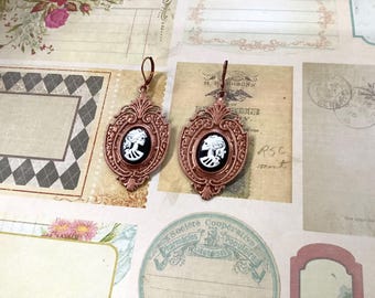 Skull earrings-Copper earrings-Halloween-Dangles