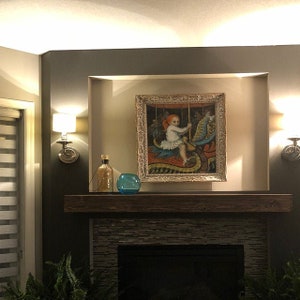 SPECIAL WALNUT Fireplace mantel 60&quot; Long x 5.5&quot; Tall x 7.5&quot; Deep Reclaimed Style Rustic Barn Beam Mantle, Floating TV Shelf, Wooden Shelves