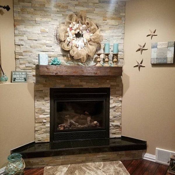 RUGGED Wood Fireplace Mantel: Custom Floating Shelf, Any Size & Color