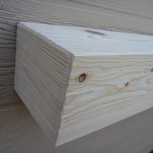 Rustic Wood Fireplace Mantel: Ready to Stain, Floating Beam (4.5&quot; Tall)