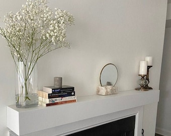 Modern Floating Fireplace Mantel: White or Black Custom Wooden Mantle Shelves
