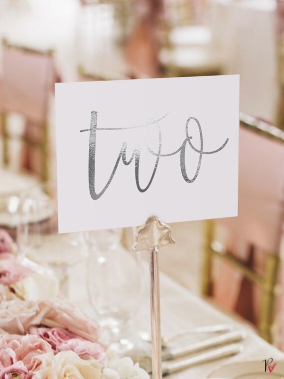 Notulen Silver Foil Table Numbers Silver Table Number Cards Etsy