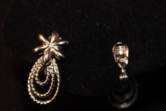 MONET - Silvertone triple loop drop clip earrings… - image 3