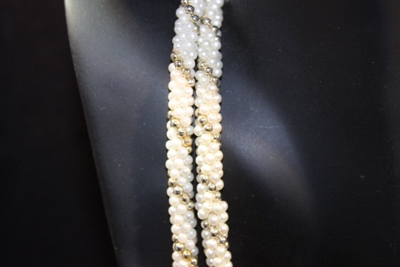 Long flapper style cluster pearl and gold bead ne… - image 4