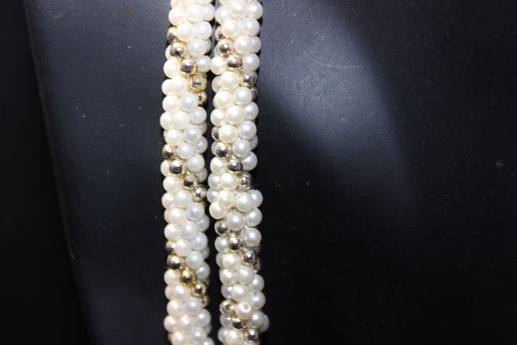 Long flapper style cluster pearl and gold bead ne… - image 5