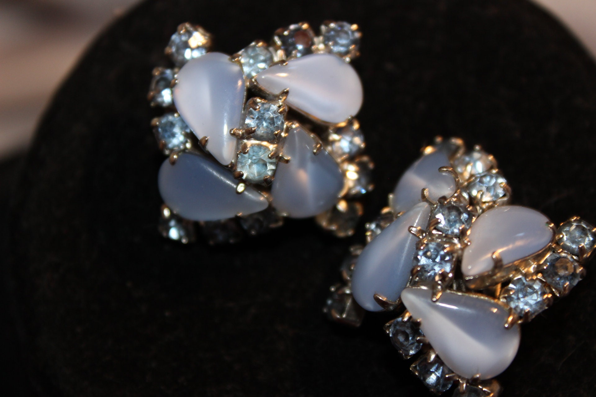 Unusual and Beautiful Clip on Earrings in Shades of Blue Etsy UK