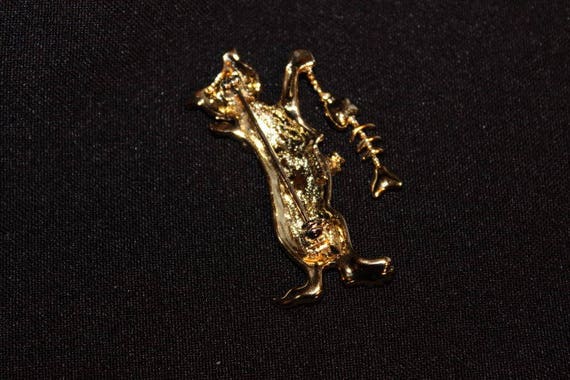 AJC - Adorable gold trembler brooch - Kitty with … - image 4