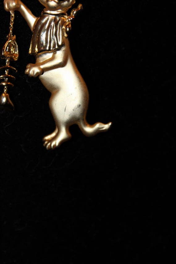 AJC - Adorable gold trembler brooch - Kitty with … - image 7