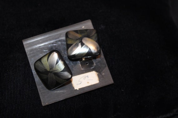 Lovely square black and silver earrings on origin… - image 4