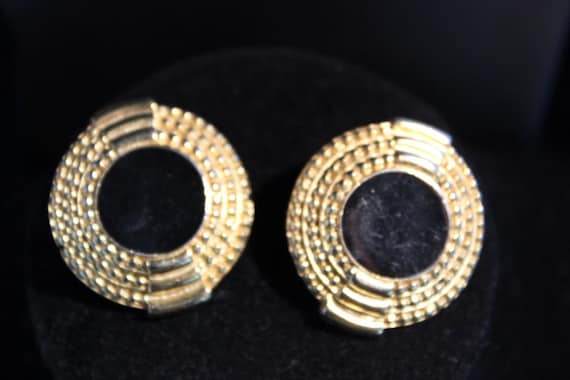 Vintage FRED HAYMAN Beverly Hills Gold Tone Logo Clip On Earrings Rare