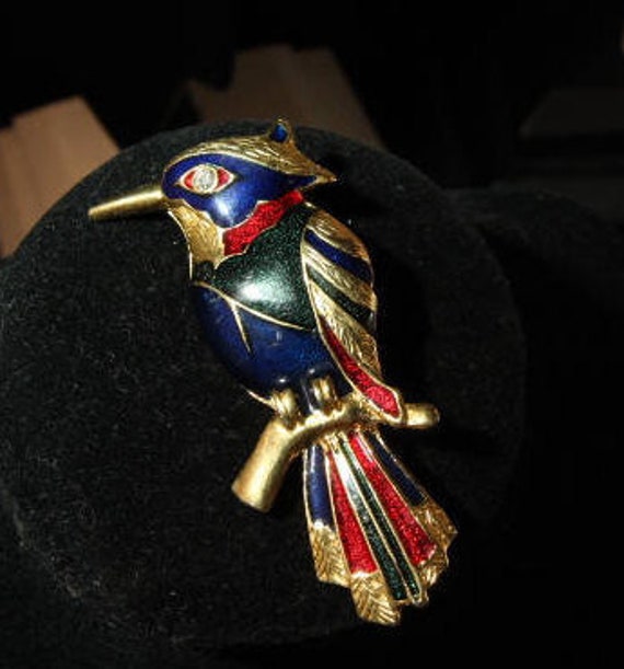 Awesome colorful woodpecker gold and enamel - Unsi