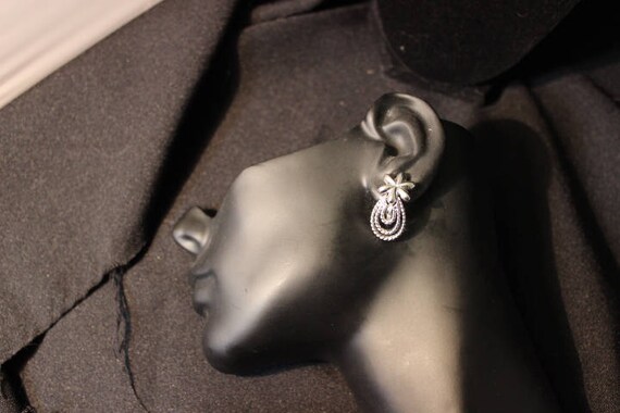 MONET - Silvertone triple loop drop clip earrings… - image 6