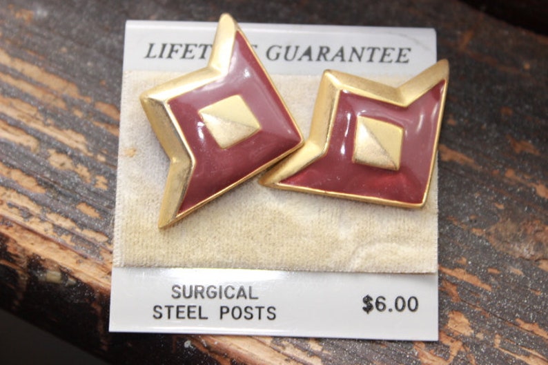 TAN- Vintage Old New Stock Never Worn Pierced On Original Card