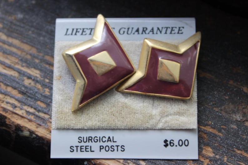 TAN- Vintage Old New Stock Never Worn Pierced On Original Card