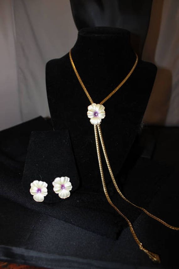 Stunning gold bolo slide necklace with matching c… - image 8